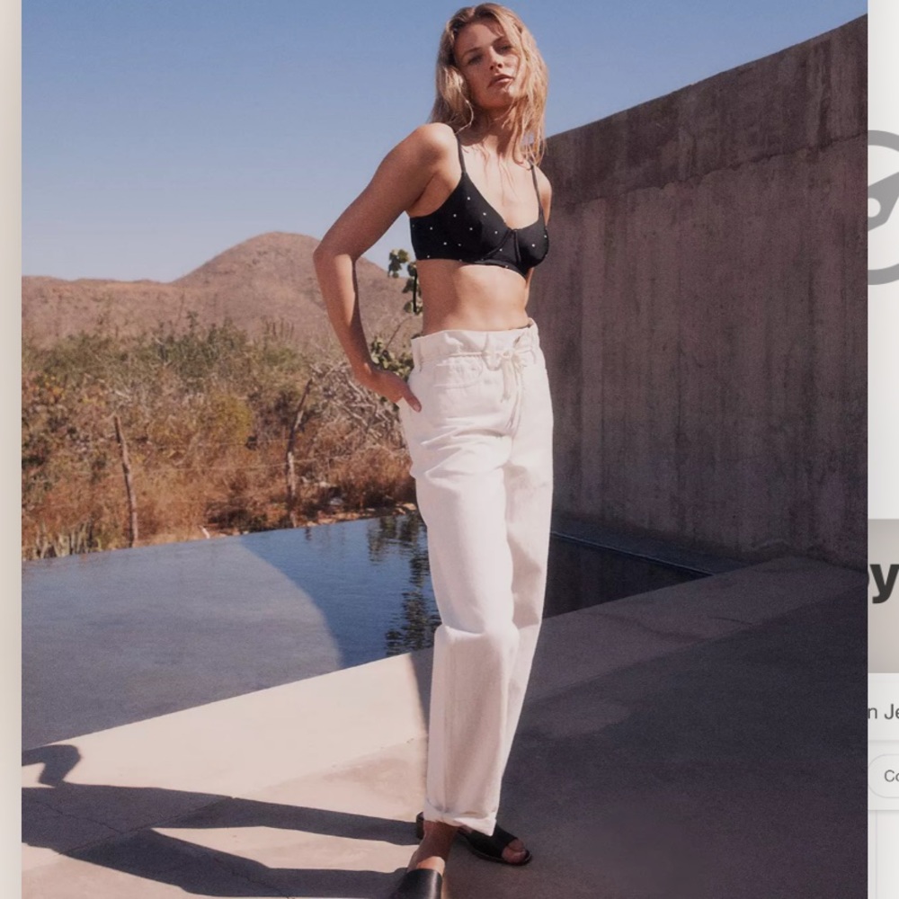 The Convertible Paperbag Dadjean in Tile White By Madewell